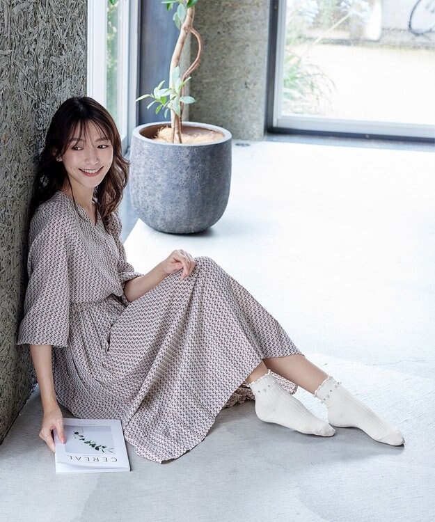 Tiaclasse リブ編みパールソックス オフホワイト