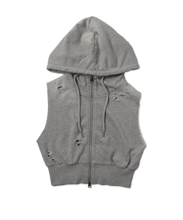 WEGO ヴィンテージウォッシュWジップN／Sパーカー 杢グレー