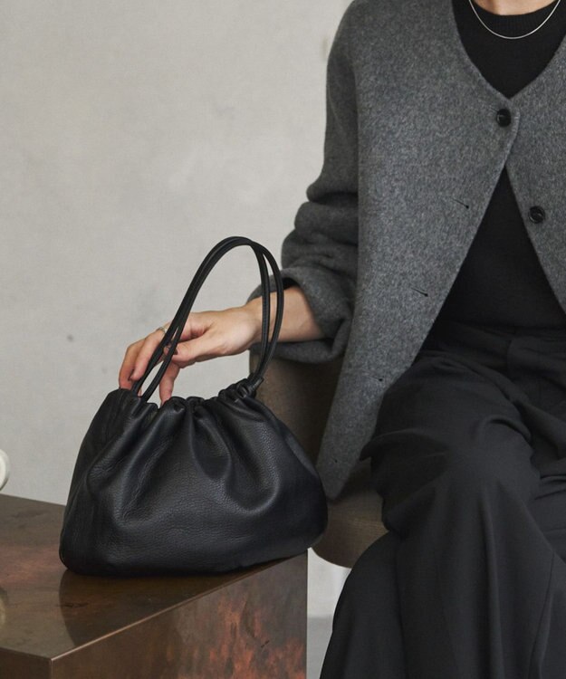 russet レザー巾着4WAYショルダーバッグ(CE-1454) Black