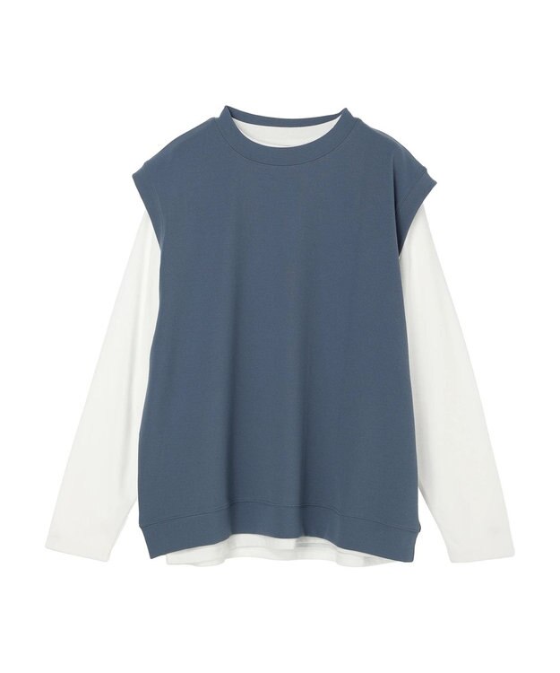 CRAFT STANDARD BOUTIQUE 梨地カットベスト＋Ｌ／Ｓ　ＴＥＥーＳＥＴ Blue