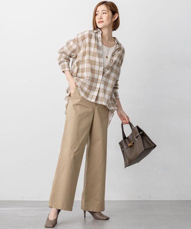 23区 S 【WEB&一部店舗限定】シアーコットン チェック シャツ ベージュチェック