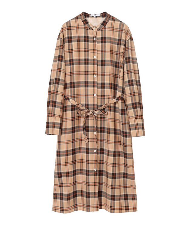 DAKS タータンチェック バンドカラーワンピース ベージュ