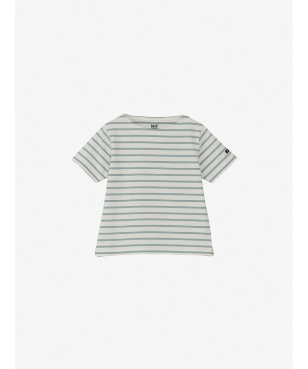 HELLY HANSEN 【キッズ・速乾・UVカット・抗菌防臭・記名ラベル付】ショートスリーブ HH マリンボーダーティー オフホワイト×ミスティーグレー
