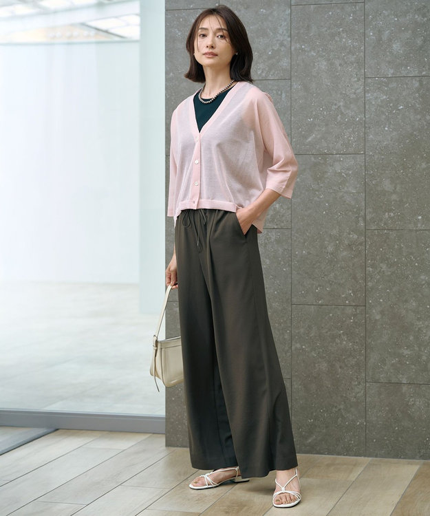 J.PRESS LADIES 【洗える】リブ ノースリーブ カットソー ブラック系