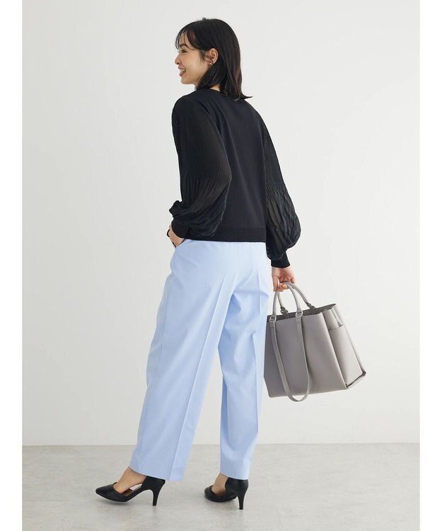 Green Parks きれいシルエットパンツ（ワイドストレート） Sax