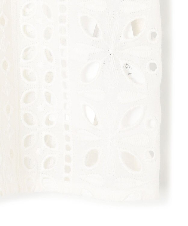 ICB 【洗える】ストライプエンブロイダリー クロップドシャツ オフホワイト系