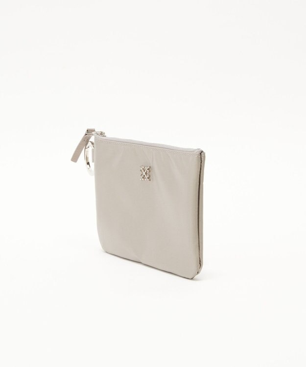 russet カラビナ付きスクエアフラットポーチ(Z-207) Gray