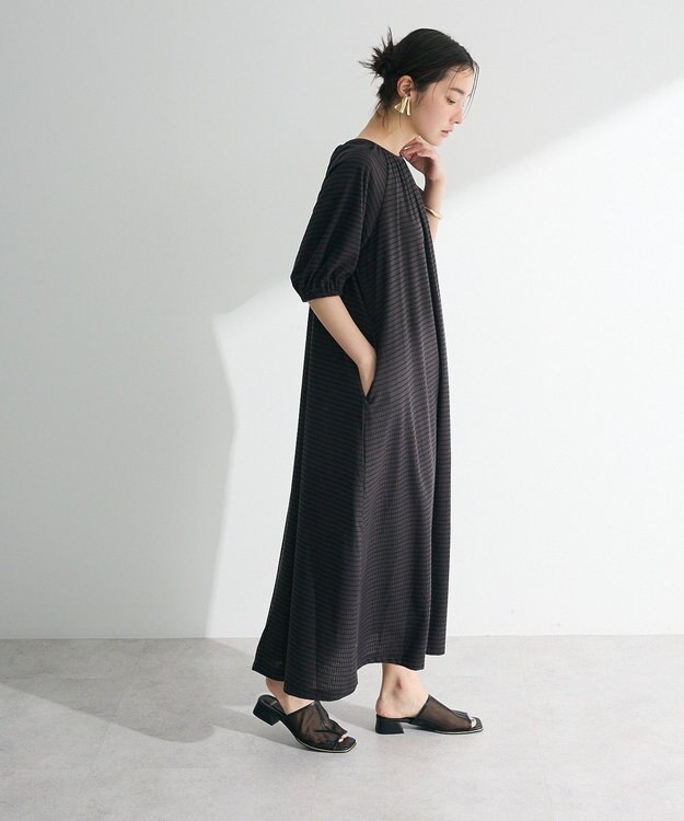 Green Parks ・ＳＵＧＡＲ　ＳＰＯＯＮ　ボーダーリブワンピース Charcoal Gray