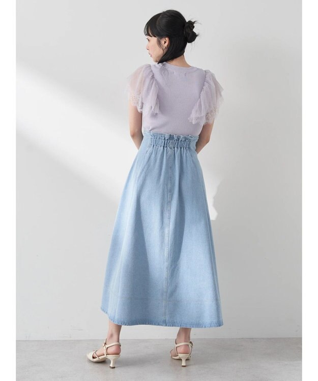 earth music&ecology 袖レースリブニットプルオーバー Lavender