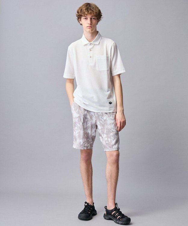 JOSEPH ABBOUD MOUNTAIN 【ゆったり】グリットワッフル　アウトドアポロ シャツ ホワイト系