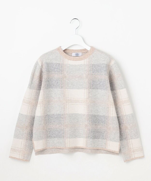J.PRESS LADIES L Wooly Stretch Plaid ニット グレーチェック系