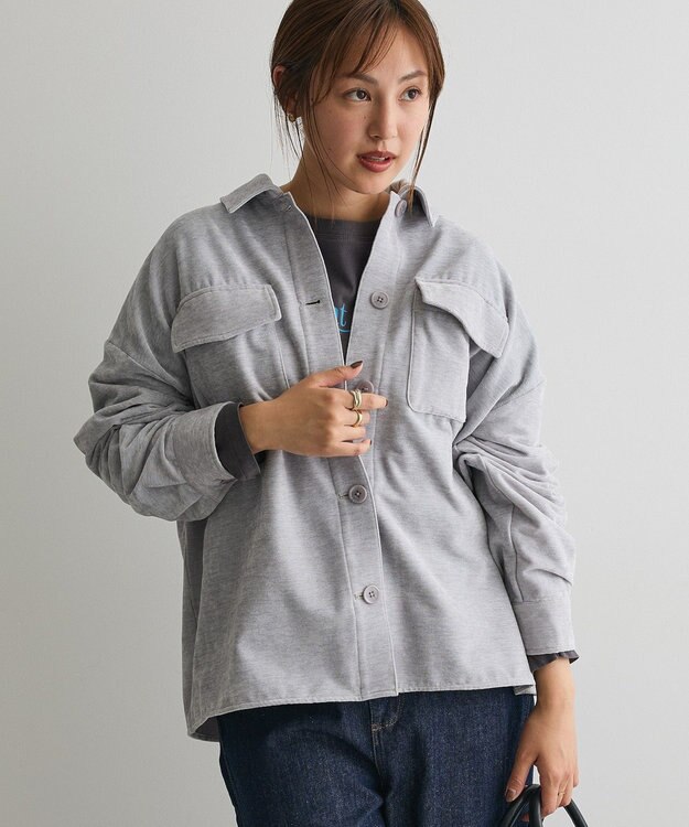 CRAFT STANDARD BOUTIQUE ベロアシャツジャケット Light Gray