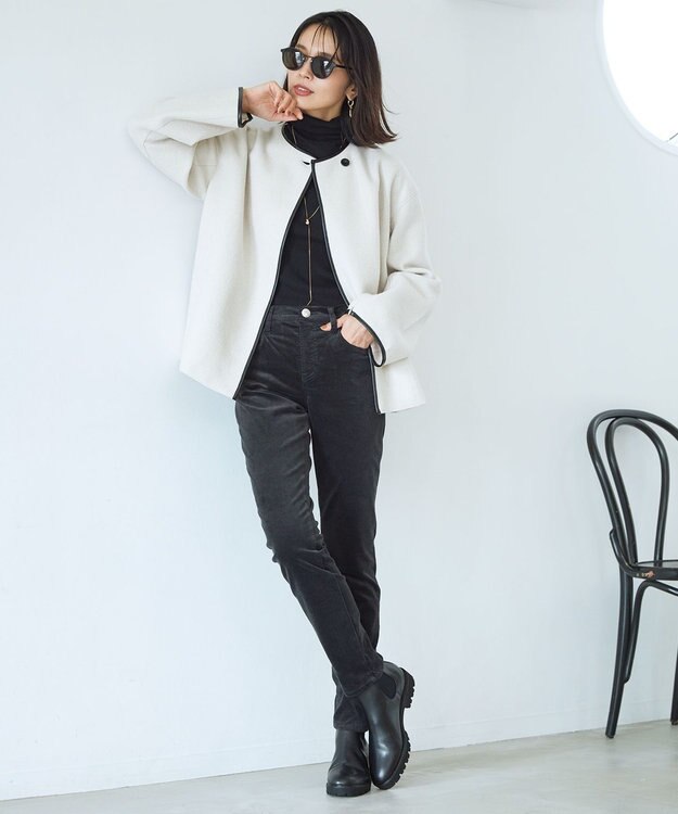 23区 【洗える】23区DENIM ベルベットストレッチ スキニーパンツ スレート