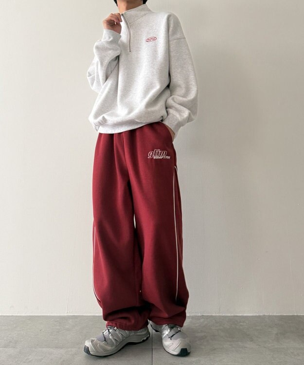 WEGO 【ウエストゴム】パイピングスウェットパンツ ワイン