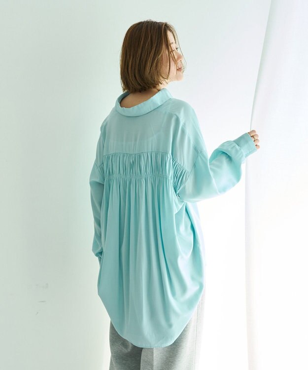 YECCA VECCA バックギャザーロングシャツ Mint