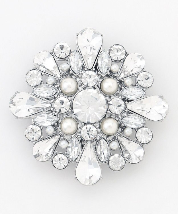 J.PRESS LADIES マグネットビジュー ブローチ シルバー系