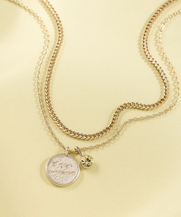 23区 カラーストーン コイン ネックレス ペリドットカラー(8月)