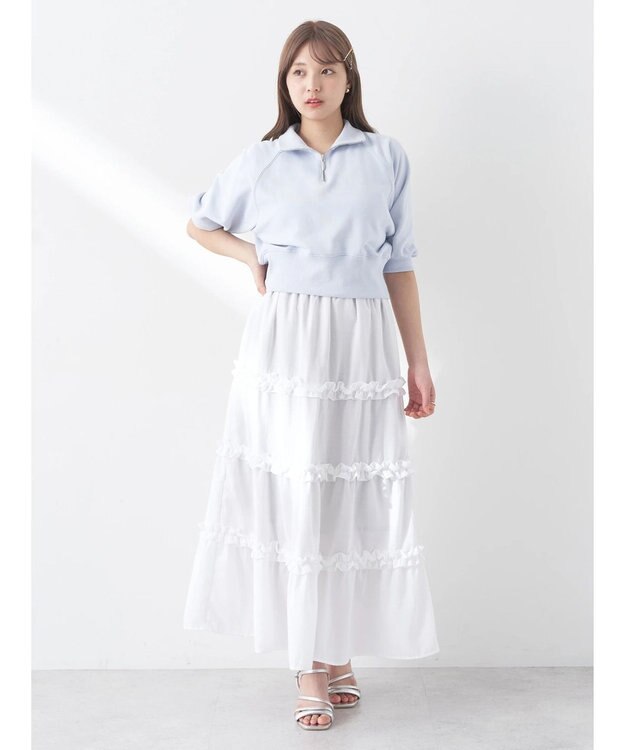 earth music&ecology ミニフリルボリュームスカート Off White