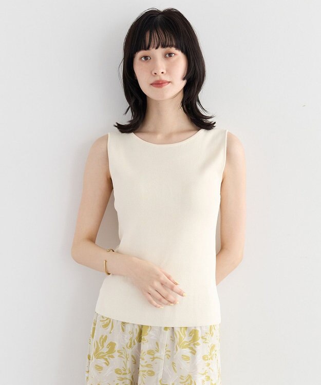 YECCA VECCA 2wayスクエアノースリーブニット Ivory