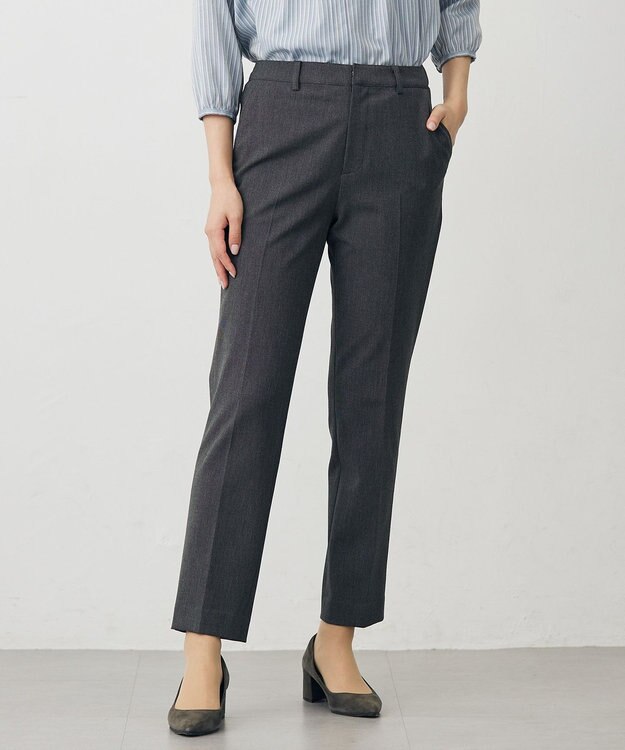 J.PRESS LADIES L 【洗える】T/Rアルガンシルク テーパード パンツ ライトグレー系