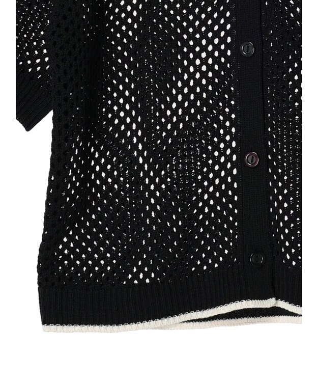 CRAFT STANDARD BOUTIQUE 配色メッシュニットカーディガン Black