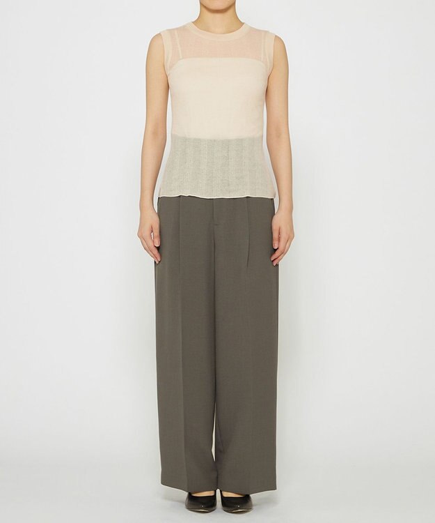 uncrave 【手洗い可】シアー ランダムリブ ノースリーブ カットソー（uncrave STANDARD） エクリュ