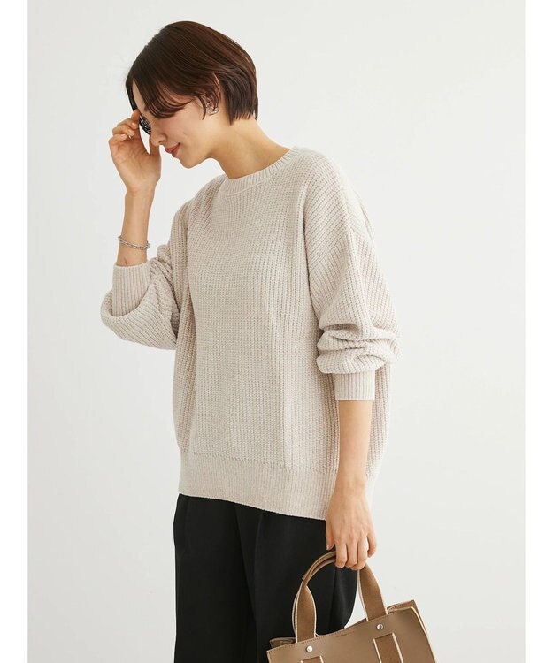 Green Parks ベロアモールニットプルオーバー Beige