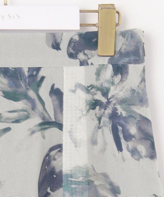 ANY SIS L 【洗える】メッシュフラワープリント スカート ネイビー系