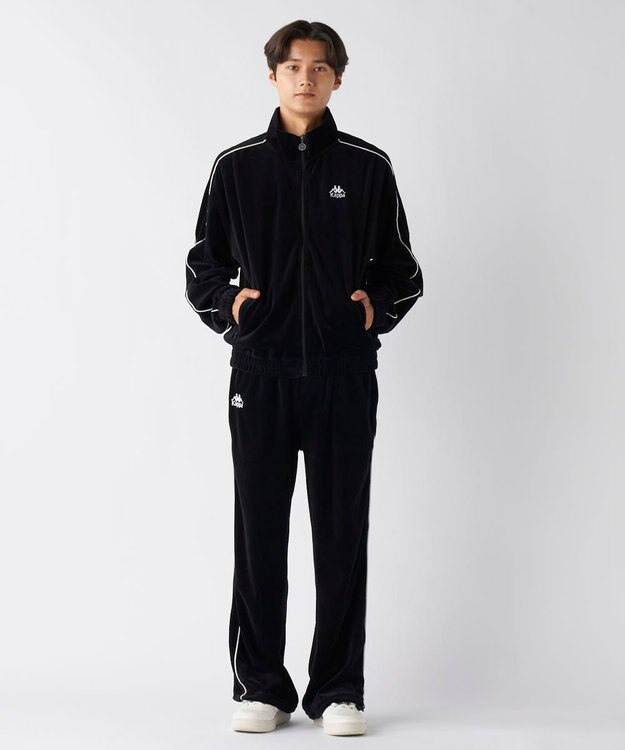 OP／FILA 【Kappa】オーバーシルエット ベロアトラックジャケット ブラック