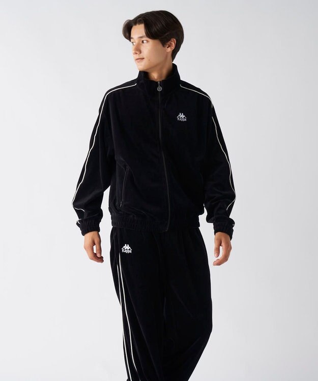 OP／FILA 【Kappa】オーバーシルエット ベロアトラックジャケット ブラック