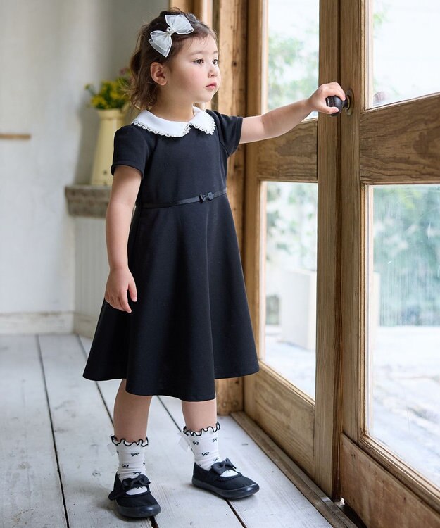 ANY KIDS 襟付きワンピース ブラック