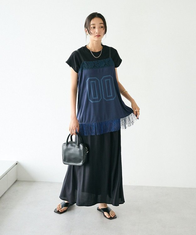 CRAFT STANDARD BOUTIQUE レース切替フリンジビスチェ Navy