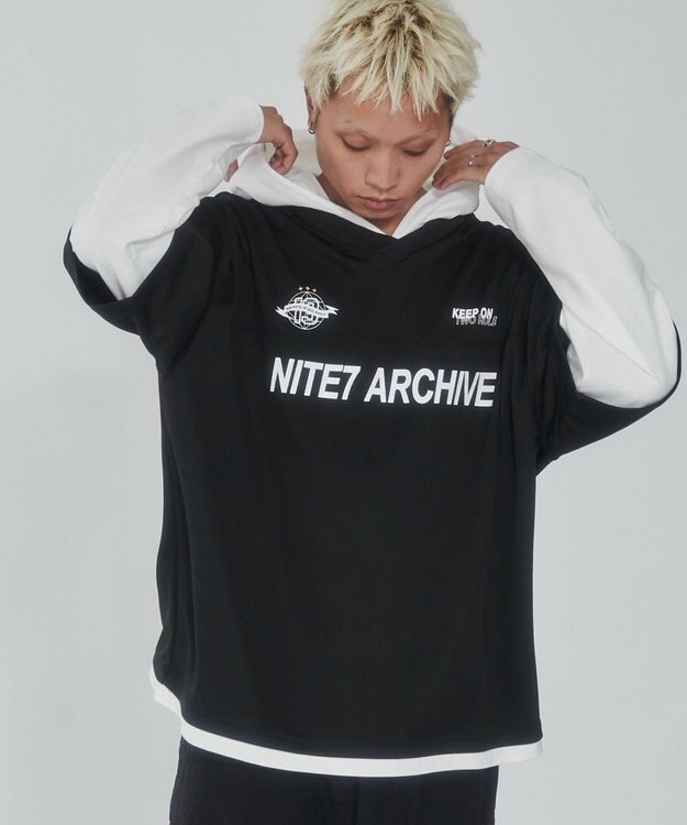 WEGO メッシュレイヤードTパーカー（LS） ブラック