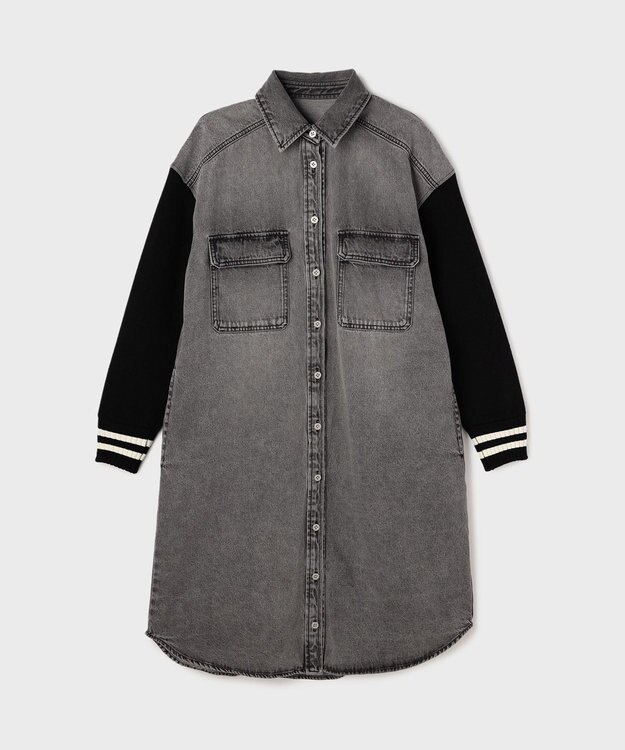 GRACE CONTINENTAL ニットスリーブデニムワンピース ブラック