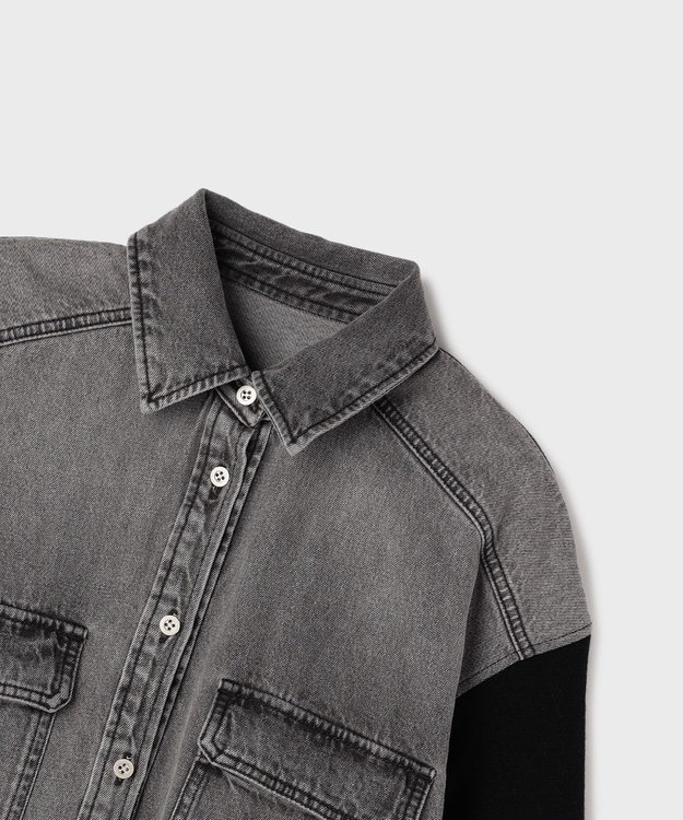 GRACE CONTINENTAL ニットスリーブデニムワンピース ブラック