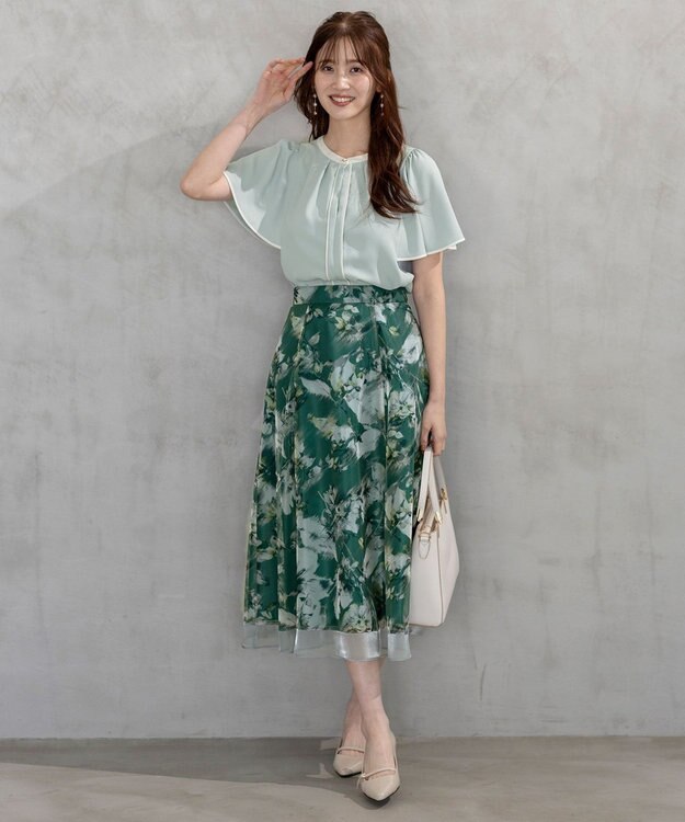 ANY SIS S 【洗える】バイカラーフレア ブラウス ミント