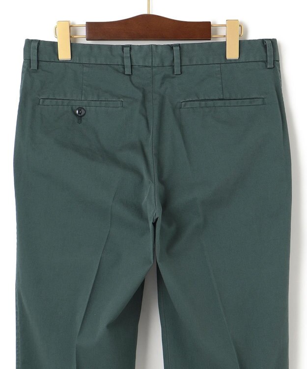 J.PRESS MEN オーガニックコットントリコチンストレッチ スローンパンツ ダークグリーン系