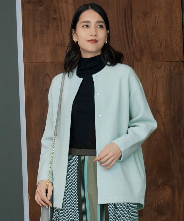 自由区 S 【洗える】ブークレーニット アウター アクア