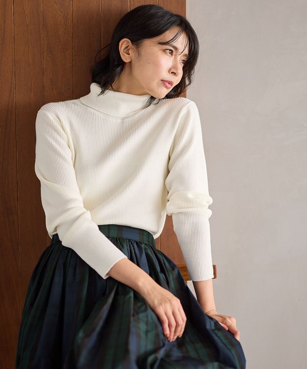 ANY 【洗濯機可】ウォームニットリブタートルネック オフ