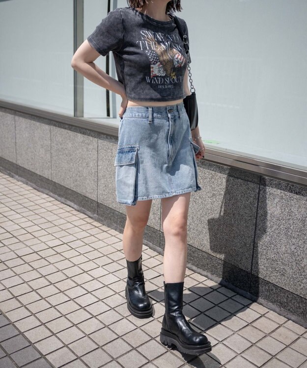 WEGO ヴィンテージウォッシュグラフィックリブT スミクロ