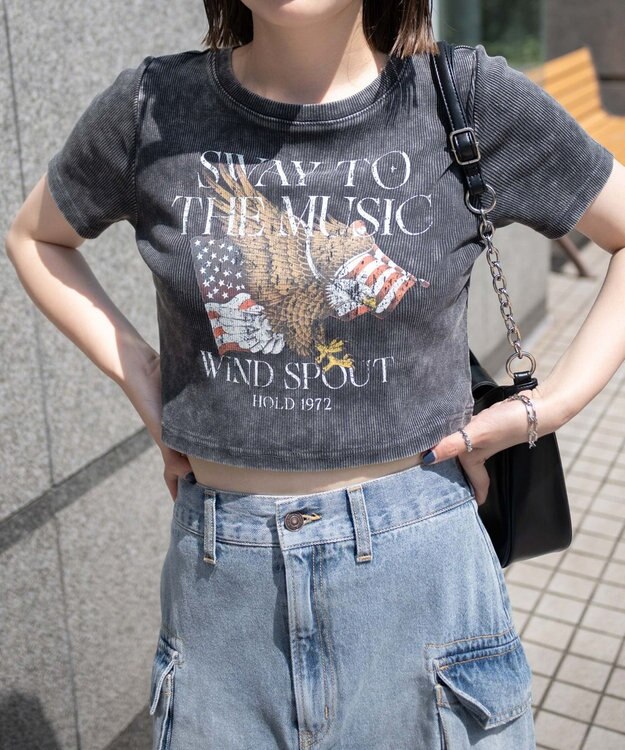 WEGO ヴィンテージウォッシュグラフィックリブT スミクロ