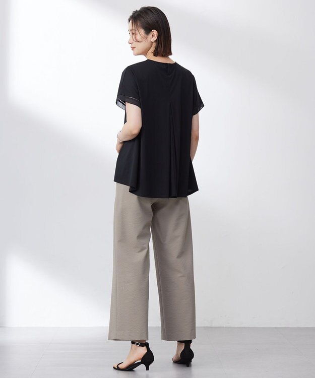 J.PRESS LADIES 【洗える・接触冷感】プレーティングジャージー フレア カットソー ブラック系