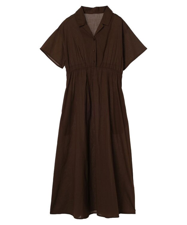 CRAFT STANDARD BOUTIQUE インド綿オープンカラーワンピース Brown