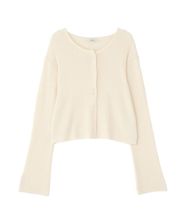 earth music&ecology 【予約】リブクロップドカーディガン アイボリー