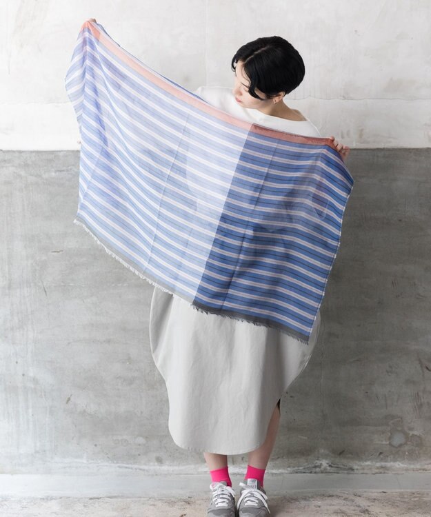 POLS 播州織 極細コットンストール Sサイズ ブルー