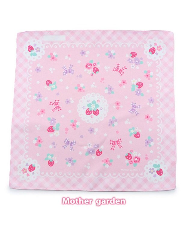 Mother garden マザーガーデン 花リボン柄 ランチクロス43cm×43cm ピンク（淡）