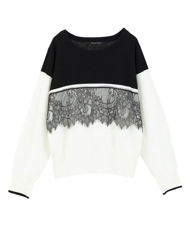 バイカラーレースニット / YECCA VECCA | ファッション通販 【公式通販