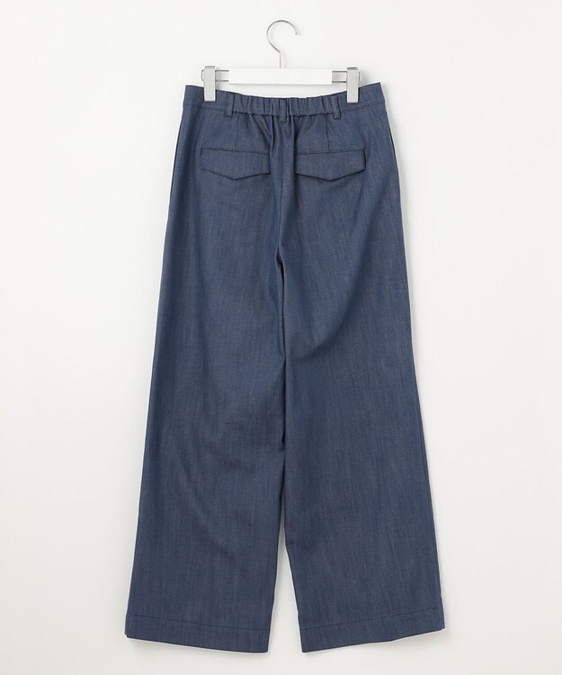J.PRESS LADIES L 【洗える】セルロースシャンブレー ワイド パンツ ブルー系