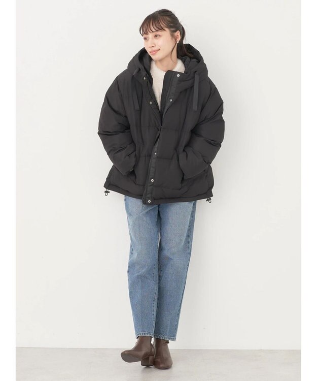 earth music&ecology フーディー中綿ブルゾン Black