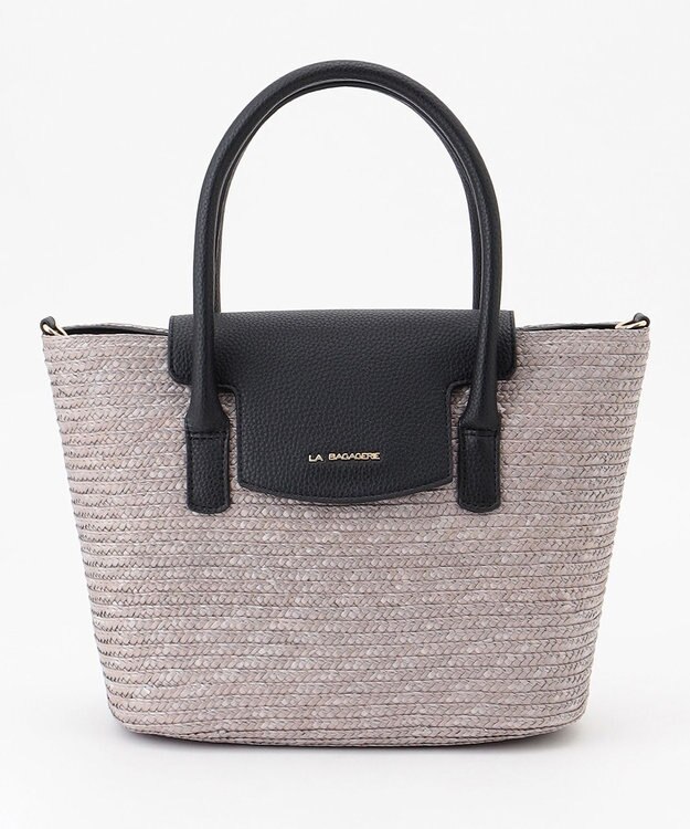 LA BAGAGERIE フラップ2WAYかごトートバッグ グレー